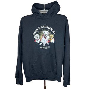 Adorable black hoodie dogs “ Rescue is my Superpower” Pouch pocket long sleeves